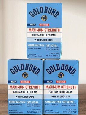 3x Gold Bond Medicated Foot Pain Relief Cream - Maximum Strength